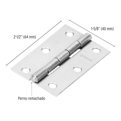 Caja De 20 Bisagras Rectangulares De 6.4 Cm, Acero Hermex (BR-250)