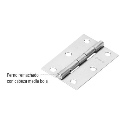 Caja De 20 Bisagras Rectangulares De 6.4 Cm, Acero Hermex (BR-250)