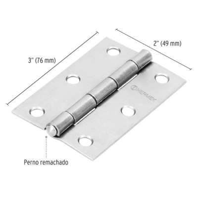 Caja De 20 Bisagras Rectangulares De 7.6 Cm, Acero Hermex (BR-300)
