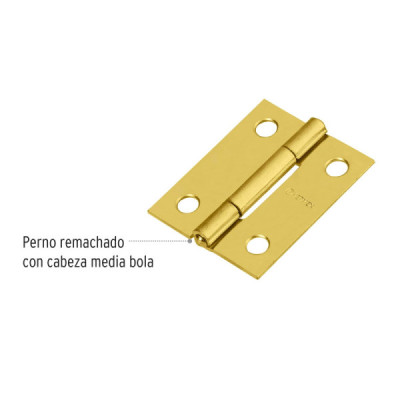 Caja De 20 Bisagras Rectangulares De 3.8 Cm, Acero Latonado Hermex (BR-151)