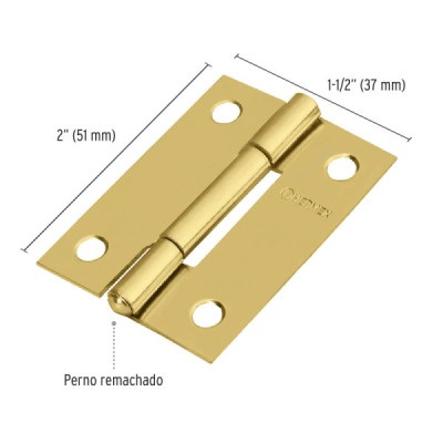 Caja De 20 Bisagras Rectangulares De 5.1 Cm, Acero Latonado Hermex (BR-201)
