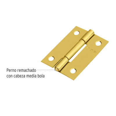 Caja De 20 Bisagras Rectangulares De 5.1 Cm, Acero Latonado Hermex (BR-201)