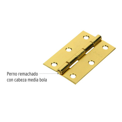 Caja De 20 Bisagras Rectangulares De 6.4 Cm, Acero Latonado Hermex (BR-251) Caja De 20 Bisagras Rectangulares De 6.4 Cm, Acero Latonado Hermex (BR-251)