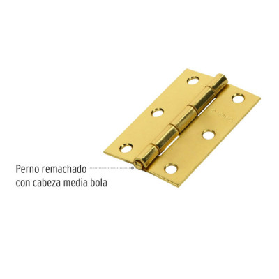Caja De 20 Bisagras Rectangulares De 7.6 Cm, Acero Latonado Hermex (BR-301)