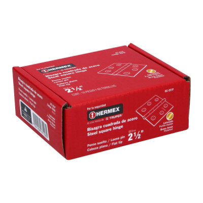 Caja De 10 Bisagras Cuadradas De 6.4 Cm, Acero Latonado Hermex (BC-251P)