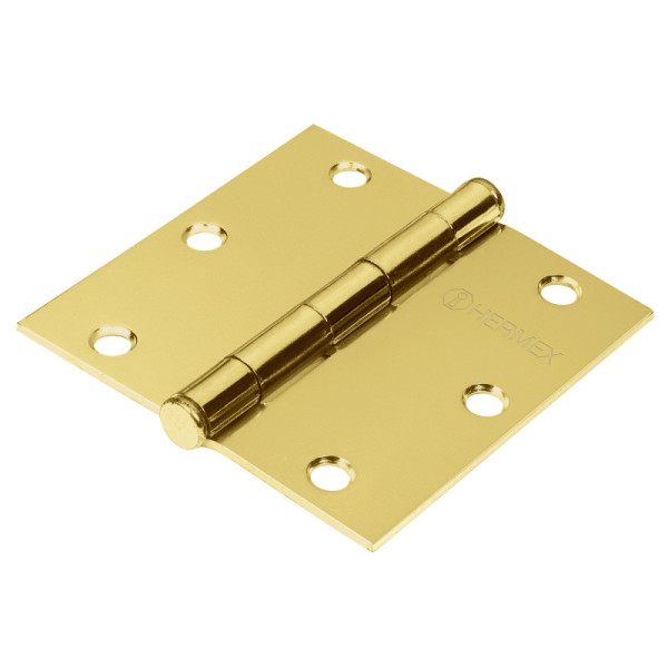 Caja De 10 Bisagras Cuadradas De 8.9 Cm, Acero Latonado Hermex (BC-351P)