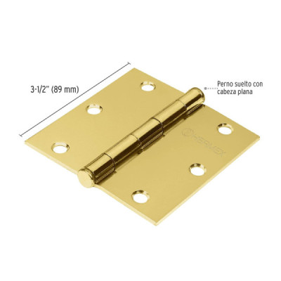 Caja De 10 Bisagras Cuadradas De 8.9 Cm, Acero Latonado Hermex (BC-351P)