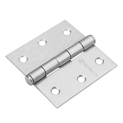 Caja De 10 Bisagras Cuadradas De 6.4 Cm, Acero Cromo Mate Hermex (BC-253P)