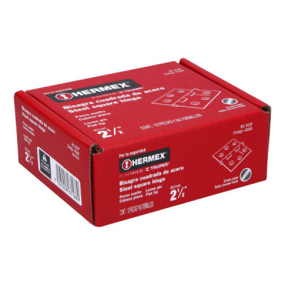 Caja De 10 Bisagras Cuadradas De 6.4 Cm, Acero Cromo Mate Hermex (BC-253P)