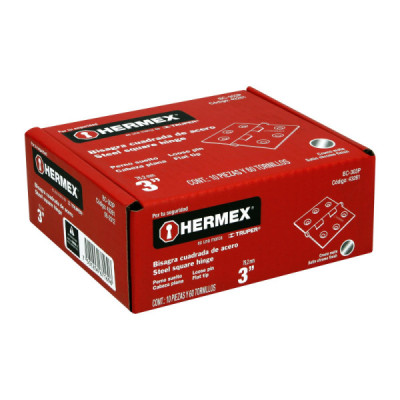 Caja De 20 Bisagras Cuadradas De 7.6 Cm, Acero Cromo Mate Hermex (BC-303P)