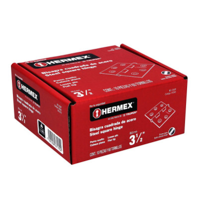 Caja De 10 Bisagras Cuadradas De 8.9 Cm, Acero Cromo Mate Hermex (BC-353P)