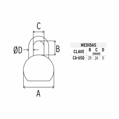 Candado Corto 65 Mm De Acero Máxima Seguridad Con 3 Llaves Hermex (CA-65Q)