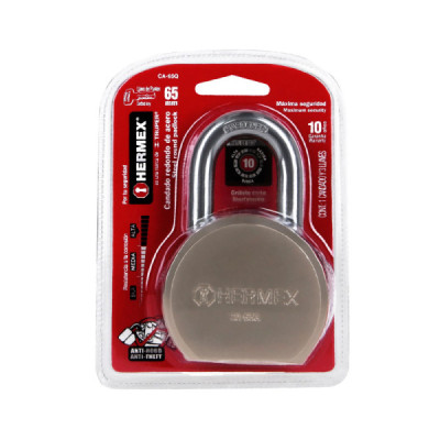 Candado Corto 65 Mm De Acero Máxima Seguridad Con 3 Llaves Hermex (CA-65Q)