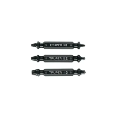 Set 3 Puntas Extractoras De Tornillos Truper Zanco 1/4'