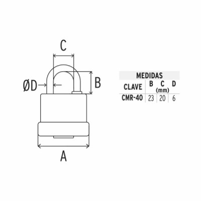 Candado De 40 Mm De Acero Con Cuerpo Laminado Y Forro En Pvc Hermex (CMR-40)