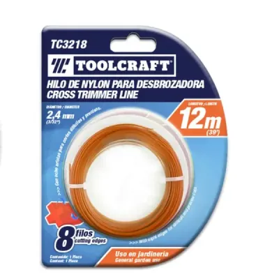 Hilo Para Guadañadora 2.4 Mm En Nylon Toolcraft Largo 12 M