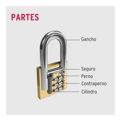 Candado De 40 Mm Tipo Italiano Con Gancho Largo Y 2 Llaves Hermex (CL-40XL)