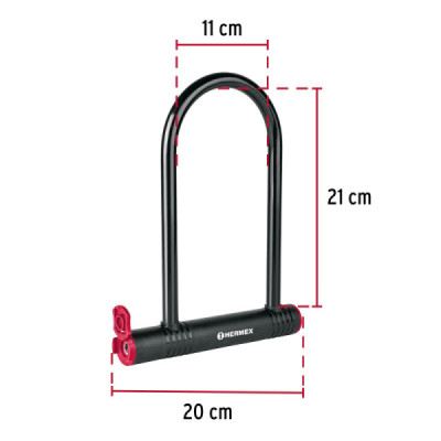 Candado Tipo U Para Bicicleta Y Motocicleta De 12 Mm, Rígido Hermex (CB-24)