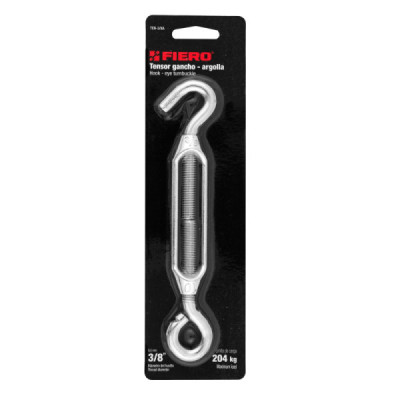 Tensor De 18 Cm En Acero Tipo Gancho - Argolla, Carga 200 Kg Fiero (TEN-3/8A) Tensor De 18 Cm En Acero Tipo Gancho - Argolla, Carga 200 Kg Fiero (TEN-3/8A)