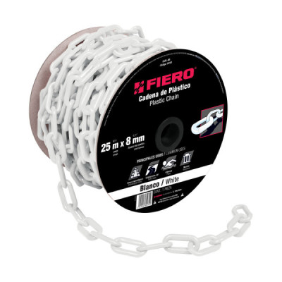 Carrete De Cadena Plástica Blanca De 25 M, Espesor 8 Mm Fiero (CAPL-8B)