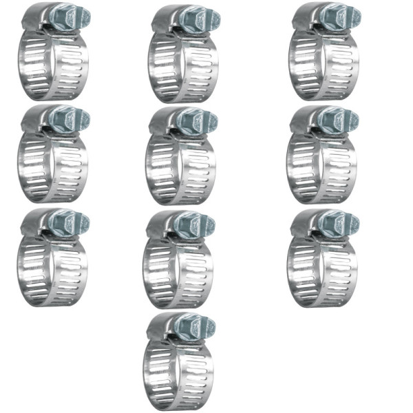 10 Mini Abrazaderas En Acero Inoxidable Desde 13 Mm A 22 Mm Fiero (AB-07)