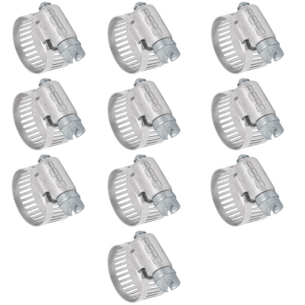 10 Abrazaderas En Acero Inoxidable Desde 14 Mm A 27 Mm Fiero (AB-7)
