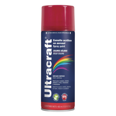 Pintura Rojo Fuego En Aerosol De 400 Ml, Secado Rápido Ultracraft (PA-RF-U)