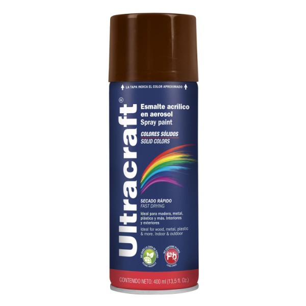Pintura Marrón En Aerosol De 400 Ml, Secado Rápido Ultracraft (PA-MR-U)
