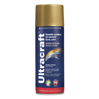 Pintura Dorada En Aerosol De 400 Ml, Secado Rápido Ultracraft (PA-DO-U)