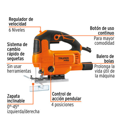 Sierra Caladora 750 W Profesional Truper Pro Zanco Tipo T (CALA-A5)