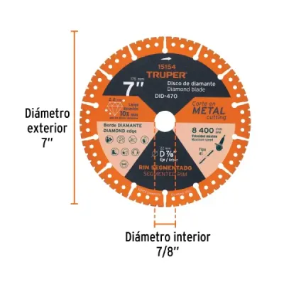 Disco Diamante Corte Metal 7 Truper