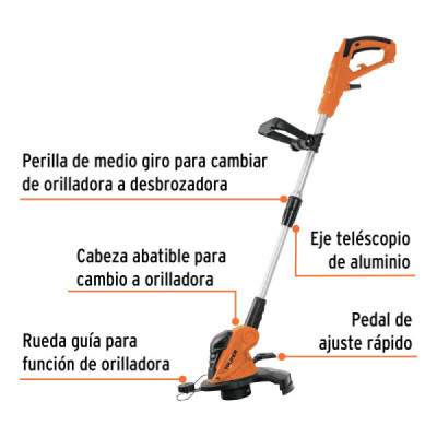 Guadaña Eléctrica 13'' 550w Telescópica Truper Hilo 1.6mm (101263)