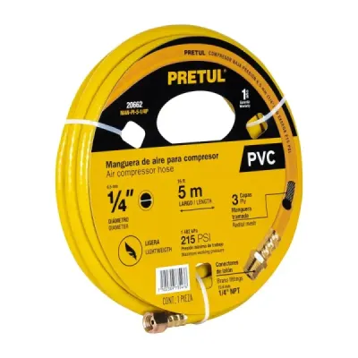 Manguera Compresor De Aire Pvc 5m X 1/4' Pretul 215 Psi