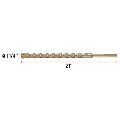 Broca Sds Max Concreto 1.1/4''x21'' Truper Cruz Doble Flauta (BSM-1-1/4X21)