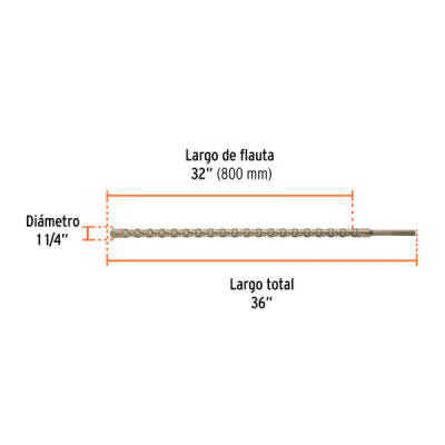 Broca Sds Max Concreto 1.1/4''x36'' Truper Cruz Doble Flauta (BSM-1-1/4X36) Broca Sds Max Concreto 1.1/4''x36'' Truper Cruz Doble Flauta (BSM-1-1/4X36)