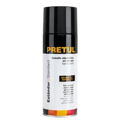 Pintura Aerosol Negro Brillante 400ml Pretul Secado Rápido