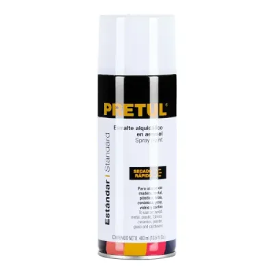 Pintura Aerosol Blanco Brillante 400ml Pretul Secado Rápido