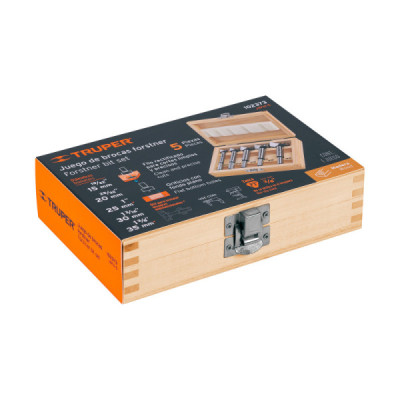 Juego 5 Brocas Forstner Madera 15mm A 35mm Truper Estuche (JBFM-5)