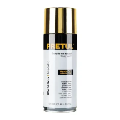 Pintura Aerosol Oro Metalizado 400ml Pretul Secado Rápido