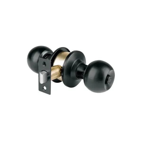 Cerradura Chapa Pomo Negro Mate Baño Hermex Basic Esfera (BAL-NE-BP - 28139)