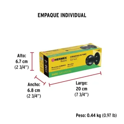 Cerradura Chapa Pomo Negro Mate Baño Hermex Basic Esfera