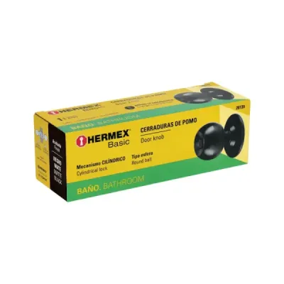 Cerradura Chapa Pomo Negro Mate Baño Hermex Basic Esfera