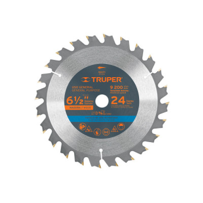 Disco Sierra Madera 6.1/2'' Truper Centro 5/8'' 24 Dientes (102471)