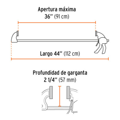 Prensa Ajuste Rápido 36'' Largo 44'' Truper Capacidad 75 Kg (102628)