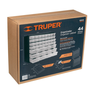 Organizador Accesorios 44 Gavetas 51x16x40cm Truper Apilable (ORG-44)