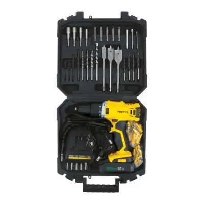 Juego Taladro 1/2' 20v Batería Pretul Con Set Herramietas