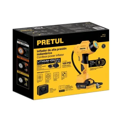 Compresor Inflador Inalámbrico 20v Pretul 0-35 Psi Portátil