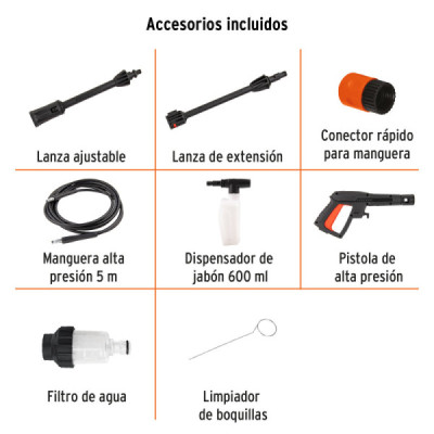 Hidrolavadora Eléctrica 1600psi 1400w Truper Diseño Compacto (HILA-1600C)