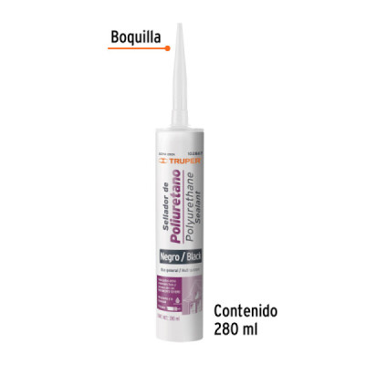 Sellador Silicona Poliuretano Negro 280ml Truper No Escurre (102867)