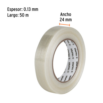 Cinta Embalaje Filamento 50mx24mm Truper 55kgf Reforzada (CFI-24)
